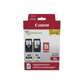 Canon CRG PG-560XL CL-561XL PHOTO VALUE - 4x6 Photo Paper (GP-501 50sheets) + XL Black & XL Colour Cartridges  - 3712C008