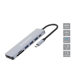 Conceptronic DONN19G 7-in-1 USB 3.2 Gen 1 Docking Station, HDMI, USB-A 3.0 x 3, SD, TF MicroSD, 100W USB PD  -