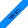 Brother Fita laminada. Texto preto sobre fundo azul. Largura 12mm. Comprimento 8m  - TZE531