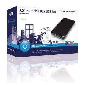 Conceptronic Caixa para disco duro 3.5'' Sata com conexão USB 3.0 - Cor Negro - CHD3DUSB3