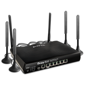 Draytek Router 5G/LTE Cat.19 com slot para 2 cartões nano-SIM incorporado desbloqueado para qualquer rede, com  2 portas Gigabit-WAN