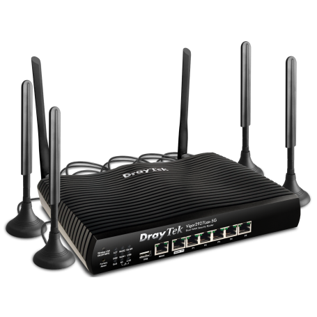 Draytek Router 5G/LTE Cat.19 com slot para 2 cartões nano-SIM incorporado desbloqueado para qualquer rede, com  2 portas Gigabit-WAN