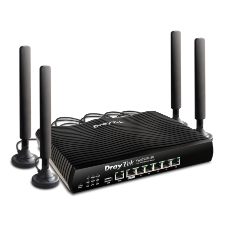 Draytek Router 5G/LTE Cat.19 com slot para 2 cartões nano-SIM incorporado desbloqueado para qualquer rede, com  2 portas Gigabit-WAN