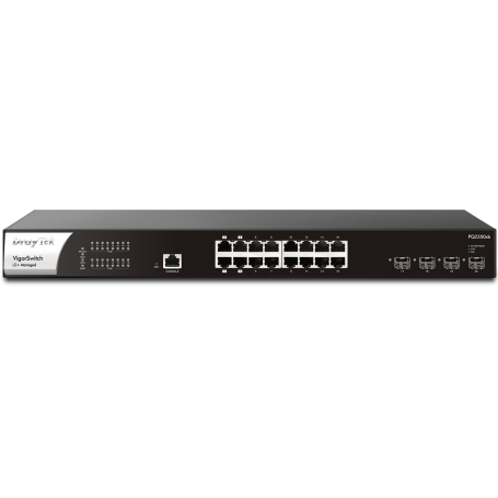 Switch Gigabit VigorSwitch PQ2200xb - Gestão Layer 2+ - 16 Portas Giga 2.5GbE RJ-45 PoE+ com 400W total e 4 Portas 10G SFP+