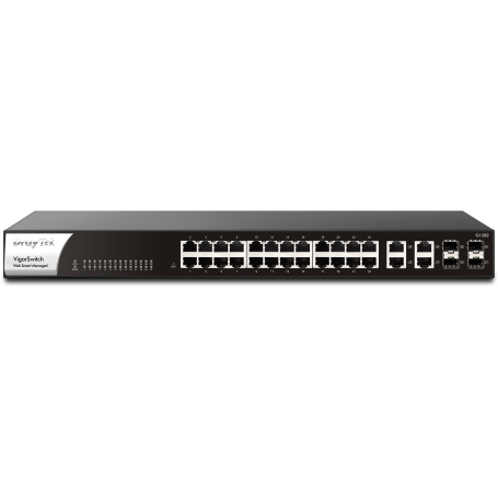 Switch Gigabit VigorSwitch G1282 - Gestão Layer 2 - 24 Portas Giga RJ-45 com 4 Portas Combo. Inclui Rack Mount Bracket.