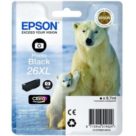 Epson Tinteiro Preto Foto Série 26XL Urso Polar Tinta Claria Premium (c/alarme RF+AM) - C13T26314022