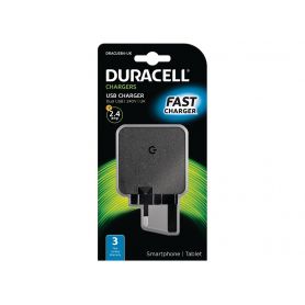 Power Charger UK - Duracell 2x2.4A USB Phone/Tablet Charger DRACUSB4-UK