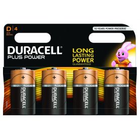 Battery General  Alkaline - Duracell Plus D Size 4 Pack MN1300B4