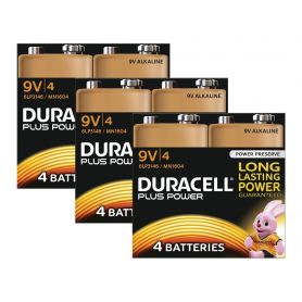 Battery General Alkaline - Duracell Plus Power 12 Pack 3 x MN1604B4 MN1604-X12