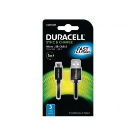 Cable USB  1m - Duracell Sync/Charge Cable 1 Metre Black USB5013A