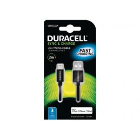 Cable USB  2m - Duracell Sync/Charge Cable 2 Metre Black USB5022A