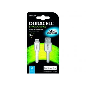 Cable USB  2m - Duracell Sync/Charge Cable 2 Metre White USB5022W