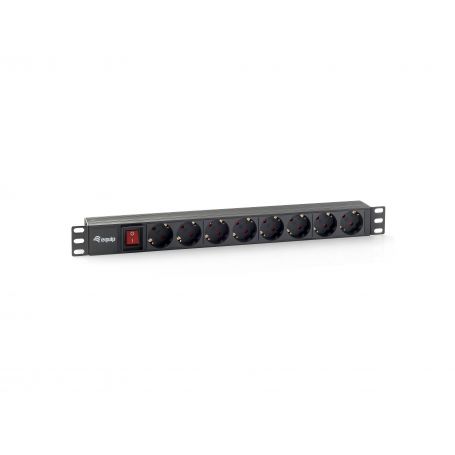 Equip Tomada de corrente 8bay CEE7/4 w. switch, 1,8m cable, black (19'') - 333283