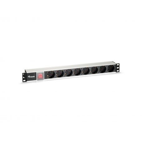 Equip Power Strip 8bay CEE7/4 w. switch, 1,8m cable, aluminium (19'') - 333293