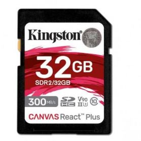Kingston SDHC Card 32GB Canvas React Plus UHS-II 300R/260W U3 V90 for Full HD/4K/8K - SDR2/32GB