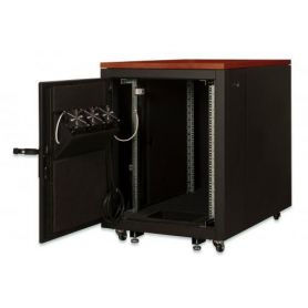 17U SOUNDproof rack, 1000x750x1130 mm wood decor cherry, black (RAL 9005) metal parts black (RAL 9005)