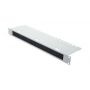 1U cable management panel with 30x400 mm brush 480x120 mm cable fixing tray, grey (RAL 7035) color grey (RAL 7035)