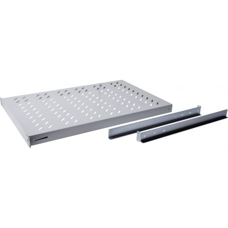 1U fixed shelf for 1000 mm depth racks 44x482x700 mm, adjust. 700-900 mm depth, grey color grey (RAL 7035)