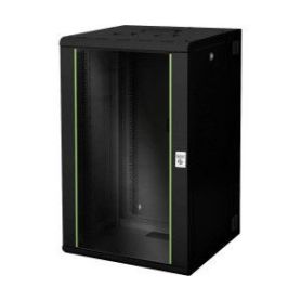 20U wall mounting cabinet, Unique, 998x600x600 mm double sectioned, pivotable, black (RAL 9005) color black (RAL 9005)