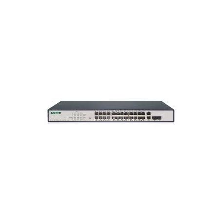 24-port Fast Ethernet PoE Switch + 2G Combo TP/SFP 390W, rack mountable