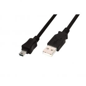 USB 2.0 connection cable, type A - mini B (5pin) M/M, 1.8m, USB 2.0 conform, UL, bl