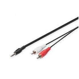 Audio adapter cable, stereo 3.5mm - 2x RCA 1.50m, CCS, 2x0.10/10, shielded, M/M, black