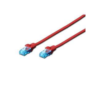 CAT 5e U-UTP patch cable, Cu, PVC AWG 26/7, length 0.5 m, color red