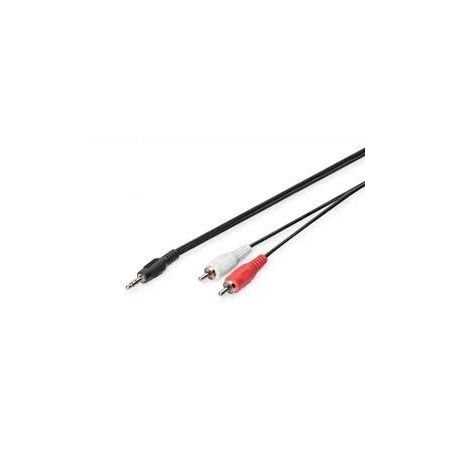 Audio adapter cable, stereo 3.5mm - 2x RCA 2.50m, CCS, 2x0.10/10, shielded, M/M, black