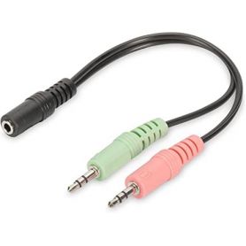 Headset extension cable, TRRS 3.5mm (4pin) F/M/M, 0.2m, bl
