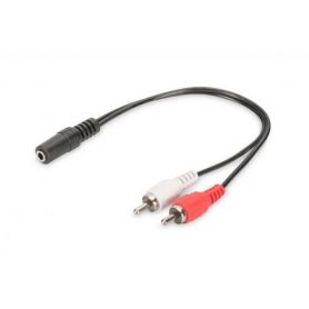Audio adapter cable, 1x 3.5mm - 2X RCA F/M/M, 0.2m, bl