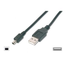 USB connection cable, type A - mini B (4pin) M/M, 1.8m, USB 2.0 compatible, bl
