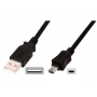 USB 2.0 connection cable, type A - mini B (5pin) M/M, 3.0m, USB 2.0 conform, bl