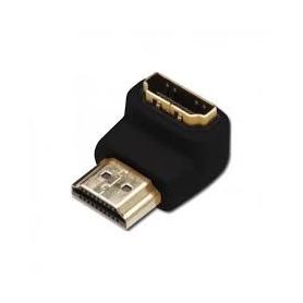 HDMI adapter, type A, 90ø angled M/F, Ultra HD 60p, bl, gold