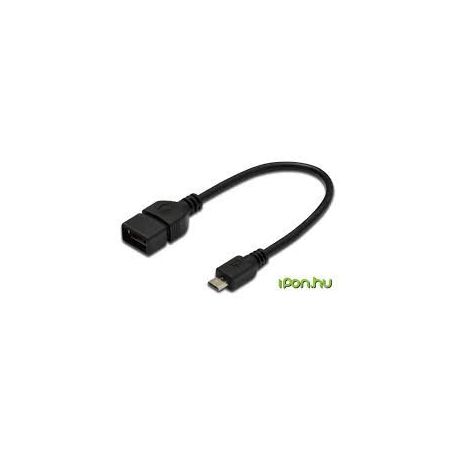 USB 2.0 adpter cable, OTG, type micro B - A M/F, 0.2m, USB 2.0 conform, bl
