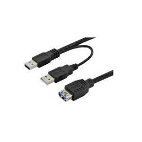 USB 3.0 Y-adapter cable, type 2xA - A M/M/F, 0.3m, Super Speed, bl