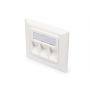DIGITUS Faceplate for Keystone Jacks,3x RJ45 dust cover, 80/80 + central plate, pure white, separate ground connection