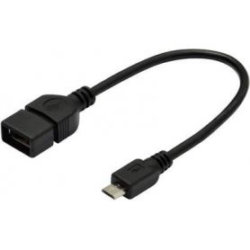 USB 2.0 adapter cable, OTG, type micro B - A M/F, 0.2m, USB 2.0 conform, bl