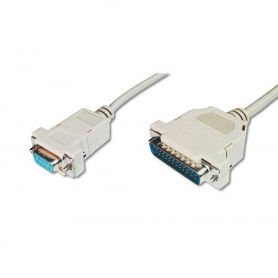 Printer connection cable, D-Sub25 - D-Sub9 M/F, 3.0m, serial, snap hoods, be