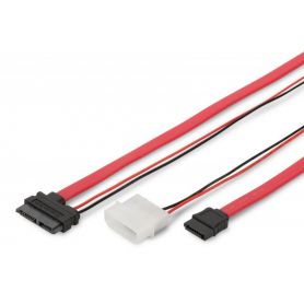SATA connection cable, SATA13pin - L-type + power F/F, 0.5m, straight, Slimline, SATA II/III, re