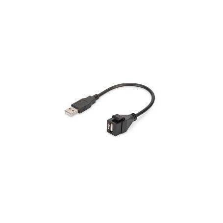 USB 2.0 Keystone Jack for DN-93832, with 16 cm cable black (RAL 9005)