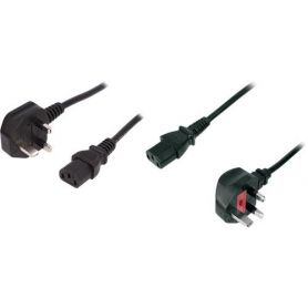 Power Cord, UK plug, 90ø angled - C13 M/F, 1.8m, H05VV-F3G 0.75qmm, fuse 5A, bl