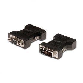 DVI adapter, DVI(24+5) - HD15 M/F, DVI-I dual link, bl, (DIGITUS polybag)