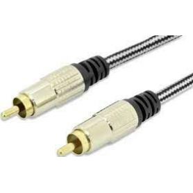 Audio connection cable, 1x RCA M/M, 1.5m, mono, shielded, cotton, gold, si/bl