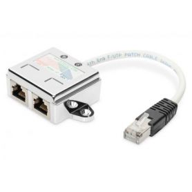 CAT 5e, 2x 1.1, patch cable adapter, shielded 2x RJ45 female to 1x RJ45 male, cable length 0.19 m