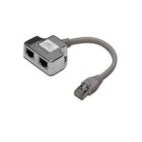 CAT 5e, ISDN patch cable adapter, shielded PC-TEL, 2x RJ45 female to 1x RJ45 male, cable length 0.19 m