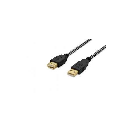 USB 2.0 extension cable, type A M/F, 1.8m, USB 2.0 conform, cotton, gold, bl