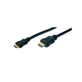 HDMI High Speed connection cable, type C - type A M/M, 2.0m, Ultra HD 24p, gold, bl