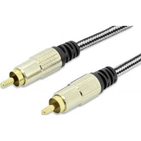 Audio connection cable, 1x RCA M/M, 2,5m, mono, shielded, cotton, gold, si/bl