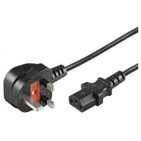 Power Cord, UK plug, 90ø angled - C13 M/F, 1.8m, H05VV-F3G 0.75qmm, fuse 5A, bl