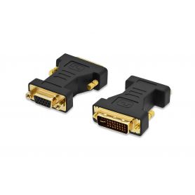 DVI adapter, DVI(24+5) - HD15 F/M, DVI-I dual link, bl, gold